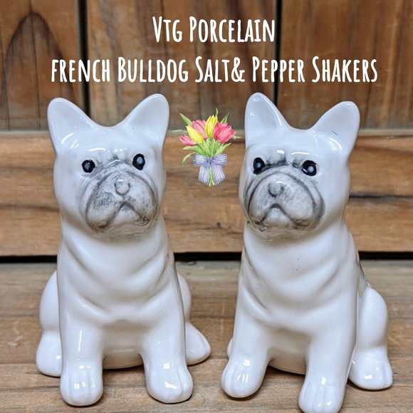 Unknown Dining Vtg White French Bulldogs Salt Pepper Shakers Poshmark